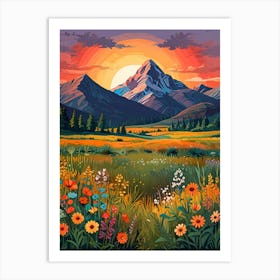 Sunset In The Mountains Art Print