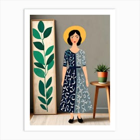 Girl In Blue Dress 1 Art Print