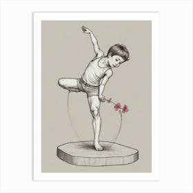 Boy And A Flower Art Print