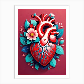 Heart With Flowers Art Print