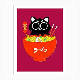 Ramen And Cat Art Print