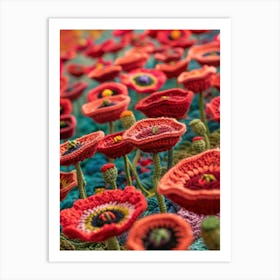 Red Poppies Knitted In Crochet 3 Art Print