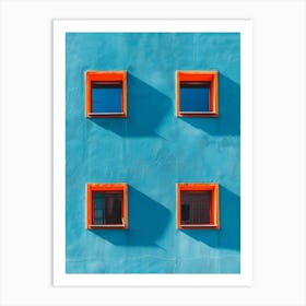 Windows On A Blue Wall 1 Art Print