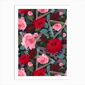 Triangles And Roses Art Print