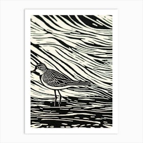 Dunlin 2 Linocut Bird Art Print