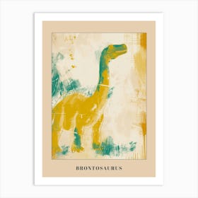 Mustard Paint Stroke Brontosaurus Poster Art Print
