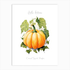 Hello Autumn Carnival Squash Pumpkin Watercolour Illustration 4 Art Print