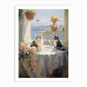Two Rococo Style Cats Lounging In The Sun 2 Art Print