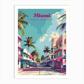 Miami Florida Summer Travel Art Illustration Art Print