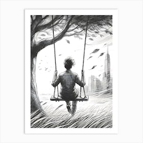 Swinging On A Tree Art Print