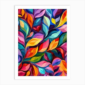 Abstract Colorful Leaves Art Print