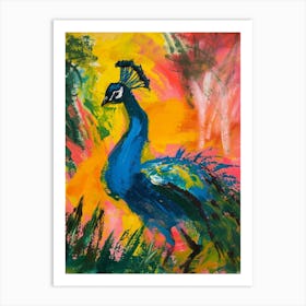 Colourful Brushstroke Peacock 7 Art Print