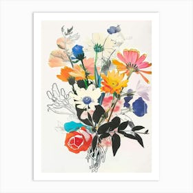 Daisy 3 Collage Flower Bouquet Art Print