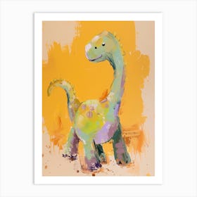 Mustard Happy Dinosaur Painting Art Print