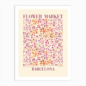 Romantic Flower Market Barcelona Art Print