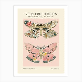 Velvet Butterflies Collection Spring Butterflies William Morris Style 2 Art Print