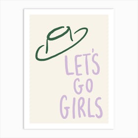 Let'S Go Girls green and lilac cowboy hat Art Print