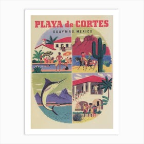 Playa De Cortes Mexico Vintage Travel Poster Art Print