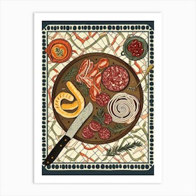 Charcuterie Board On A Tiled Background 3 Art Print