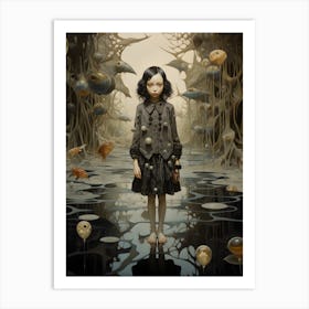 "Aquatic Reverie: The Girl Amidst Waters" Art Print