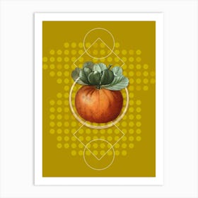 Vintage Bigarade Orange Botanical with Geometric Line Motif and Dot Pattern n.0052 Art Print