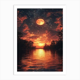 Full Moon Over Water 31 Art Print