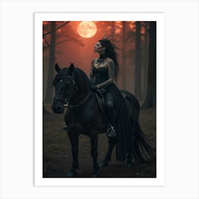 Gothic Woman On Horseback 1 Art Print