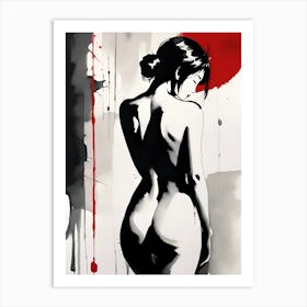 Traditional Japanese Art Style Nude Geisha Girl 1 Art Print