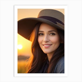 Beautiful Woman In A Hat Art Print