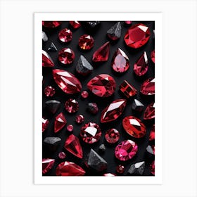Red Ruby On Black Background Art Print