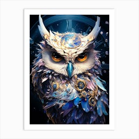 Clock Owl Art Print