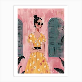 Woman In A Yellow Dress Art Print