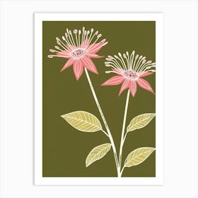 Pink & Green Passionflower 1 Art Print
