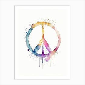 Peace And Love Symbol Minimal Watercolour Art Print