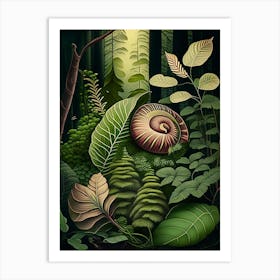 Garden Snail In Forest Botanical Art Print
