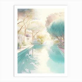 Lanes In Swimming Pool Landscapes Waterscape Gouache 1 Art Print