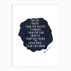 Braver Stronger Smarter Watercolour Cloud Art Print