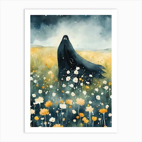 Sheet Ghost In A Field Of Flowers Painting (38) Art Print