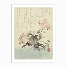 Crab And Flowers, Katsushika Hokusai Art Print