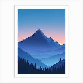 Misty Mountains Vertical Composition In Blue Tone 195 Art Print