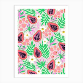 Tropical Papaya Fruit Pattern Art Print