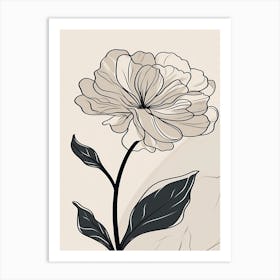 Line Art Marigold Flowers Illustration Neutral 19 Art Print