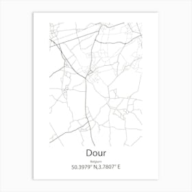 Dour,Belgium Minimalist Map Art Print