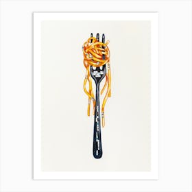 Disco Ball Pasta Fork Spaghetti Italian Kitchen Art Print