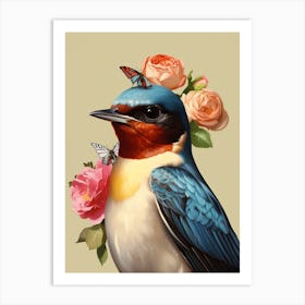 Bird With A Flower Crown Barn Swallow 2 Art Print