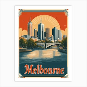 Aihrgdesign A Retro Travel Poster For Melbourne Featuring The 87db6ec1 22e8 49a5 882f Bc5179939180 3 Art Print