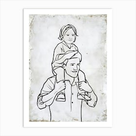 Father Carries His Daughter Art Print