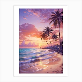 Sunset At The Beach Art Print