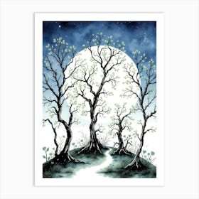 Moonlit Trees Art Print