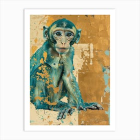Baby Monkey Gold Effect Collage 1 Art Print